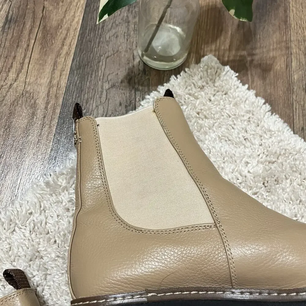 Sam Edelman Size 7 M Tan Sesame Waterproof Leather Laguna Chelsea Boots